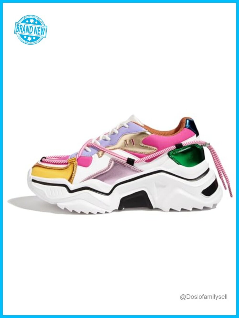 Platform Chunky Sneakers Lightweight TPR Lace-Up Walking Shoes